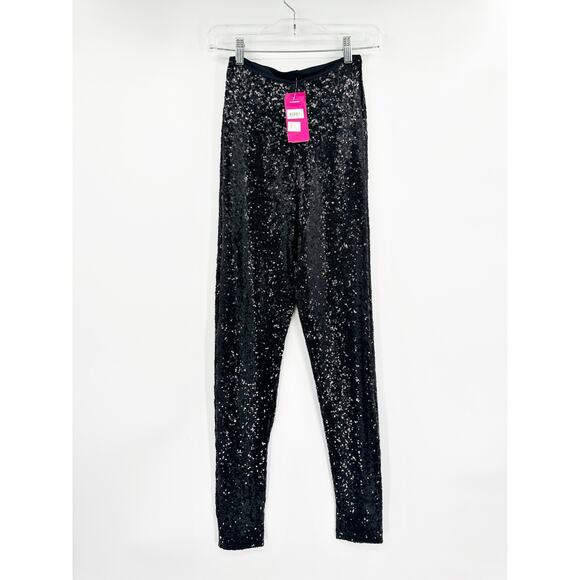 Commando Black Sequined Stretch-Jersey High Waisted Leggings Size M - Picture 5 of 5